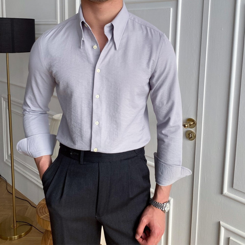 Old Money Large Pointed Casual Slim-Fit Shirt