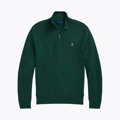 Mesh-Knit Cotton Quarter-Zip Sweater