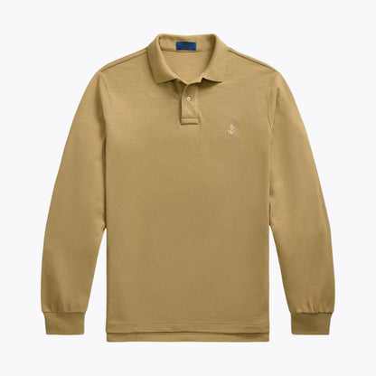 Mesh Long-Sleeve Polo Shirt