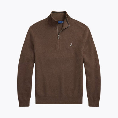 Mesh-Knit Cotton Quarter-Zip Sweater