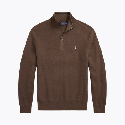 Mesh-Knit Cotton Quarter-Zip Sweater