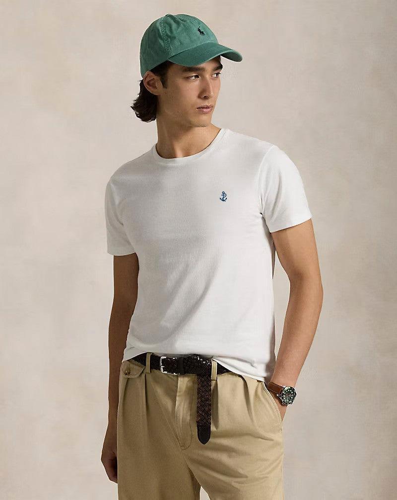Slim fit jersey crew neck t-shirt   - White