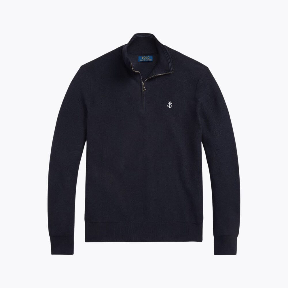 Mesh-Knit Cotton Quarter-Zip Sweater