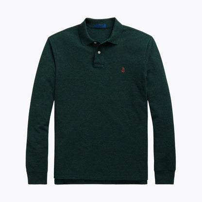 Mesh Long-Sleeve Polo Shirt