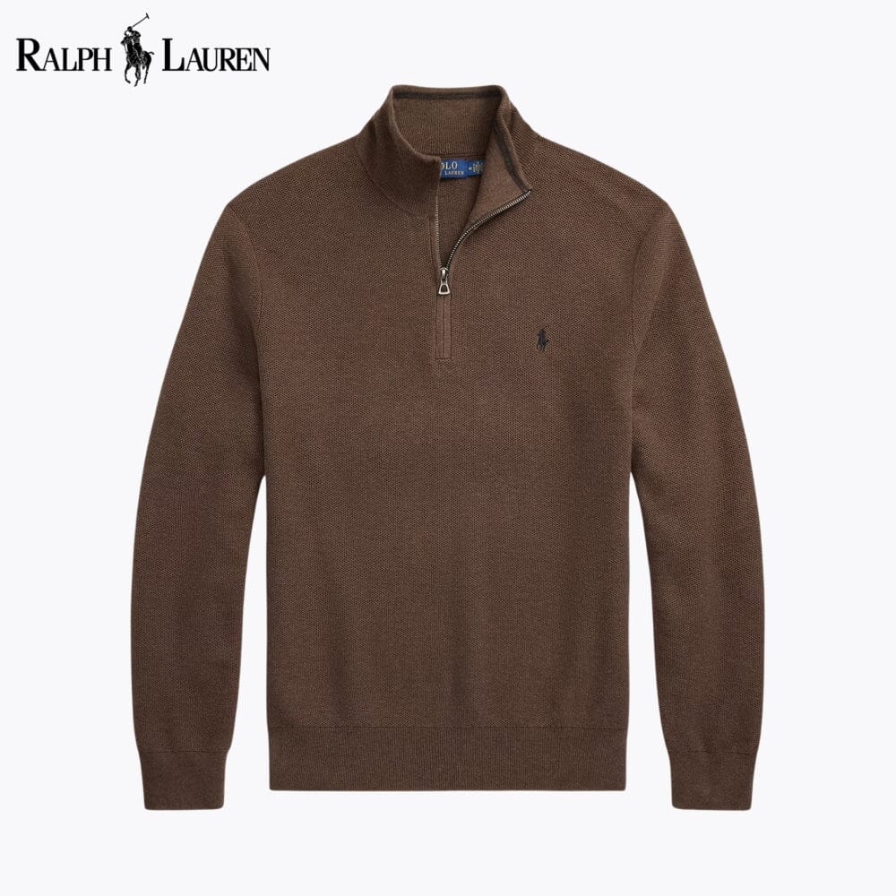 RL Mesh-Knit Cotton Quarter-Zip Sweater