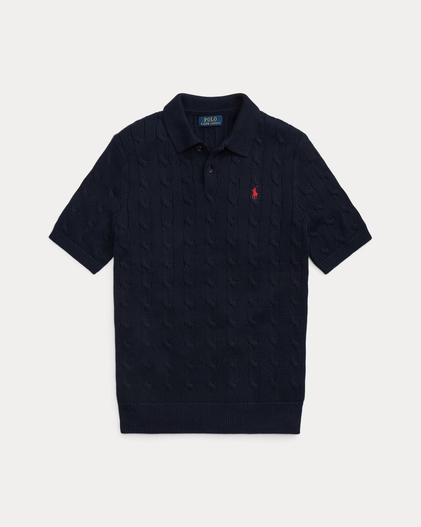 Cable-Knit Cotton Polo-Collar Jumper